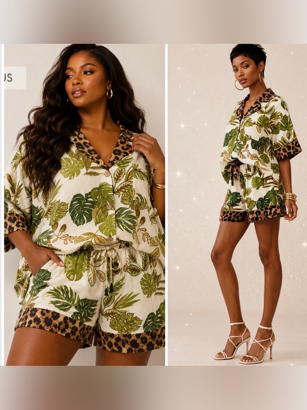 Short Set -🌿🐆 Tropical Chic Meets Wild Glam 🐆🌿